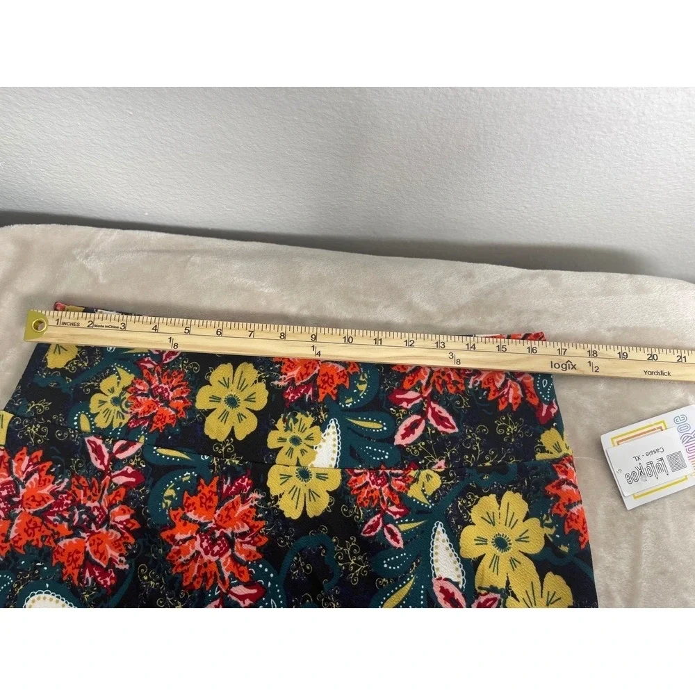 LuLaRoe Cassie Pencil Skirt XL‎ NWT Floral Paisley Navy Red Yellow Stretch Midi